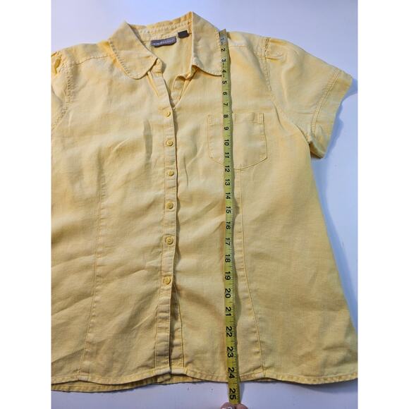 Kim rogers 100% linen short sleeve button up back bottom slit summer casual XL ^ - Picture 5 of 6